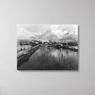 View of waterfront in Valdez, Alaska Photograph Canvas Print