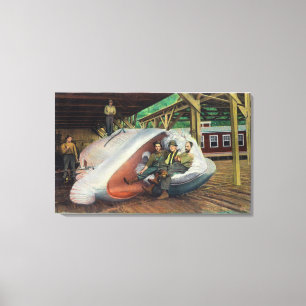 View of Whale Hunters Reclining on Whale Canvas Print