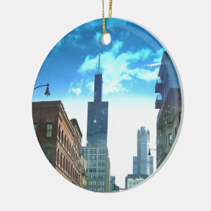 View of Willis Tower Ceramic Tree Decoration