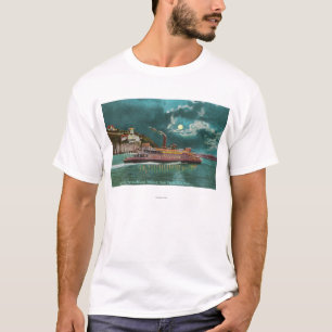 View of Yerba Buena Island Lighthouse at Night T-Shirt