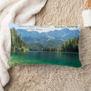 View of Zugspitze Mountain and Lake Eibsee Bavaria Lumbar Cushion