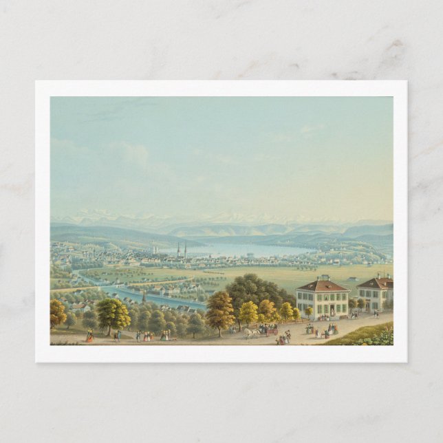 View of Zurich, c.1840 (w/c) Postcard (Front)