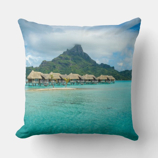 View on Bora Bora island throw pillow (Front)