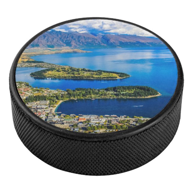 View on Queenstown from Bob's Peak, New Zealand Hockey Puck (3/4)