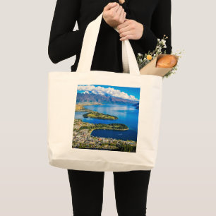 View on Queenstown from Bob's Peak, New Zealand Large Tote Bag