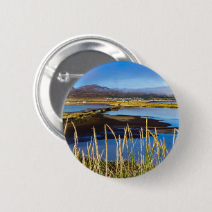 View on Saudarkrokur and Skagafjordur, Iceland 6 Cm Round Badge