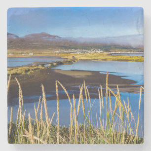 View on Saudarkrokur and Skagafjordur, Iceland Stone Coaster