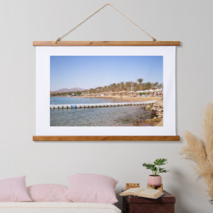 View on the  sandy beach Terrazzina   Hanging Tapestry