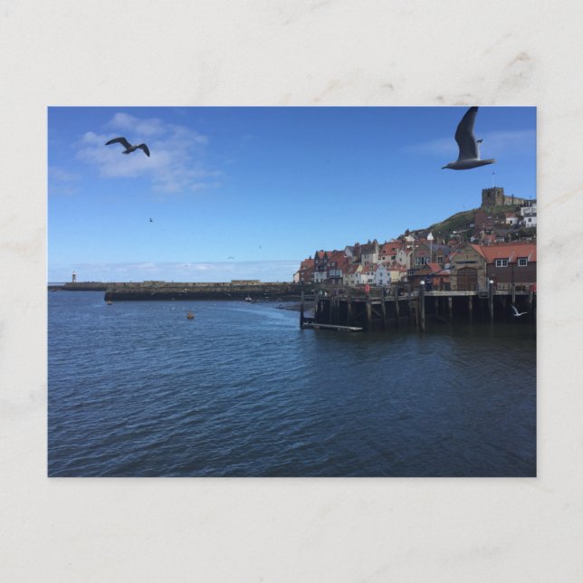 View over Whitby Harbour, Whitby, North Yorks. Postcard (Front)