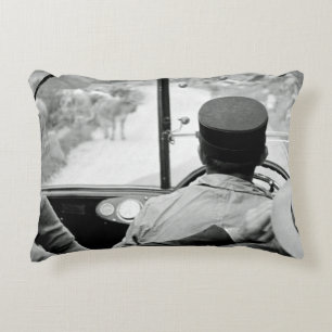 View Through French Bus Window 1939 France Decorative Cushion