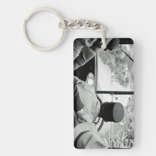 View Through French Bus Window 1939 France Key Ring