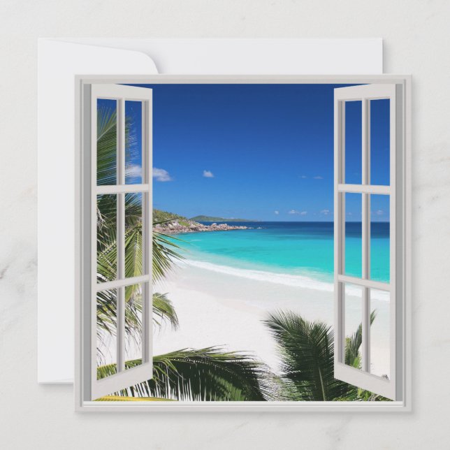 View through the windows on a tropical beach (Front)