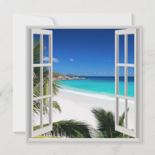 View through the windows on a tropical beach