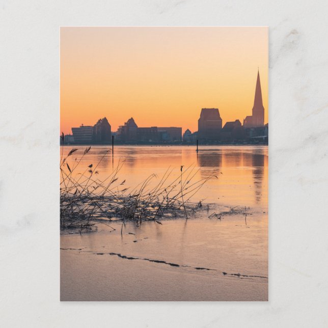 View to Rostock in sunrise Postcard (Front)