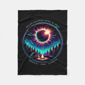 View Totality April 8 2024 Astronomy Camping Solar Fleece Blanket