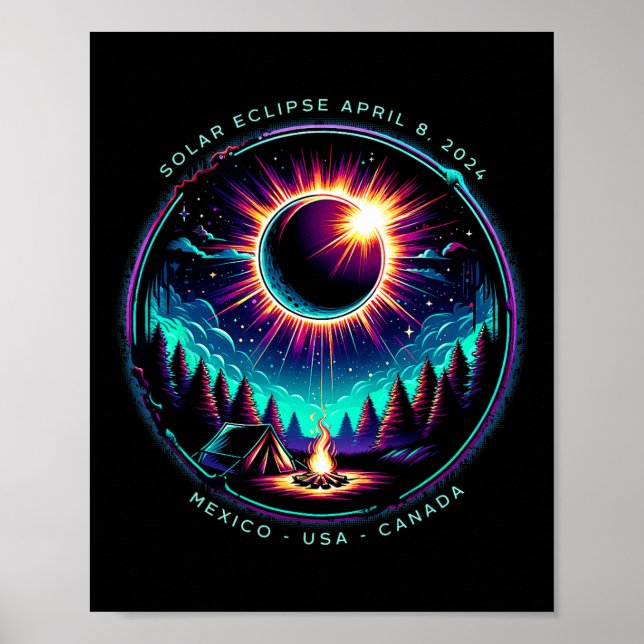 View Totality April 8 2024 Astronomy Camping Solar Poster (Front)