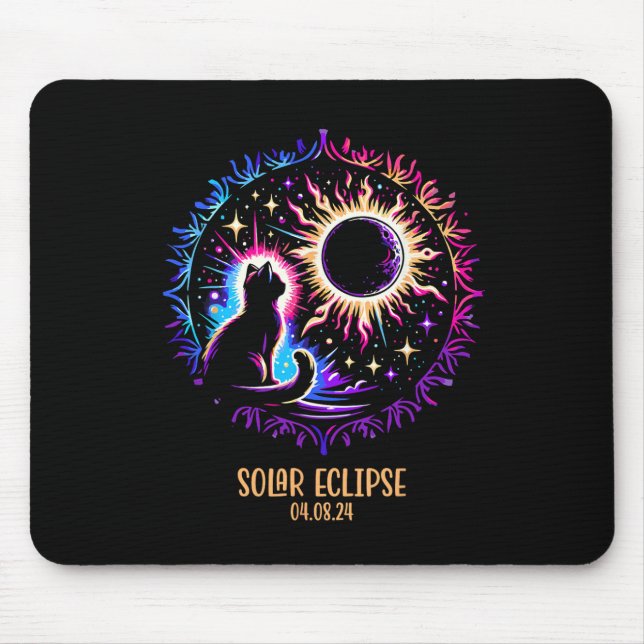 View Totality April 8 2024 Astronomy Cat Lover Sol Mouse Pad (Front)