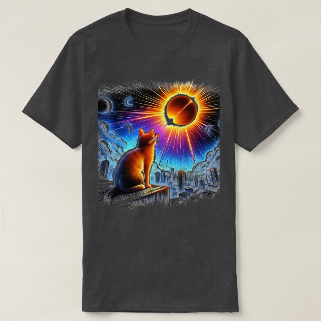 View Totality April 8 2024 Astronomy Cat Lover Sol T-Shirt (Design Front)