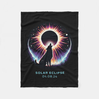 View Totality April 8 2024 Astronomy Dog Howls Sol Fleece Blanket