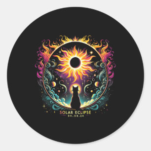 View Totality April 8 2024 Solar Eclipse Cat Lover Classic Round Sticker