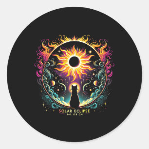 View Totality April 8 2024 Solar Eclipse Cat Lover Classic Round Sticker