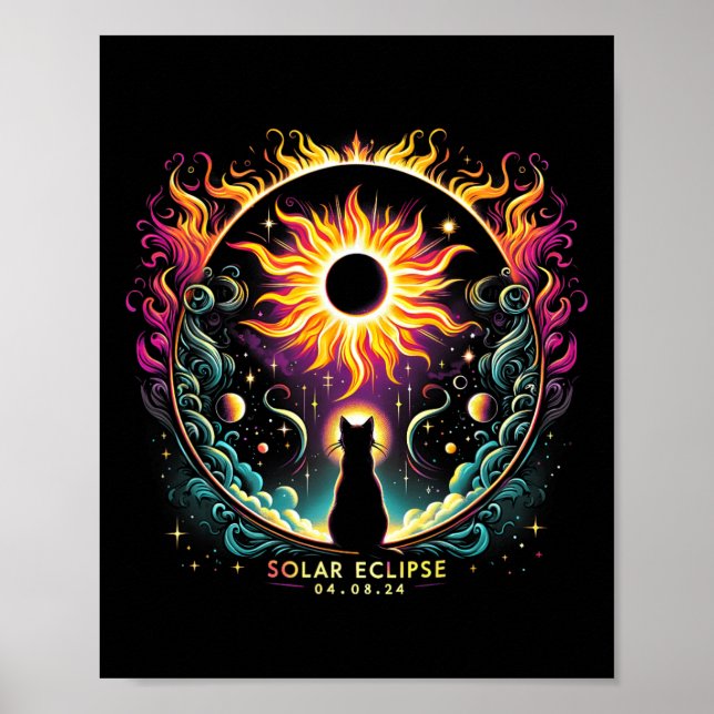 View Totality April 8 2024 Solar Eclipse Cat Lover Poster (Front)