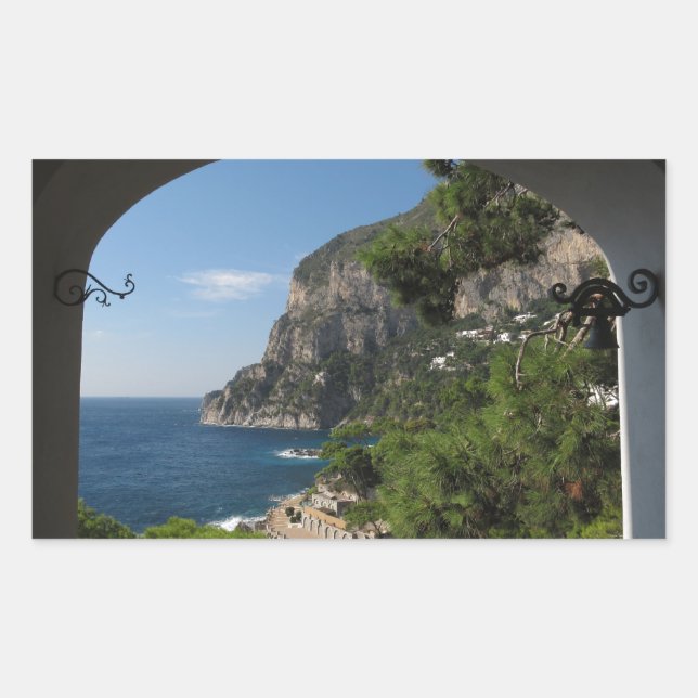 View towards the cliffs on Capri island Rectangular Sticker (Front)