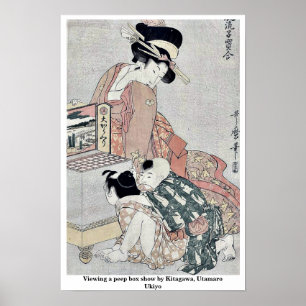 Viewing a peep box show by Kitagawa, Utamaro Ukiyo Poster