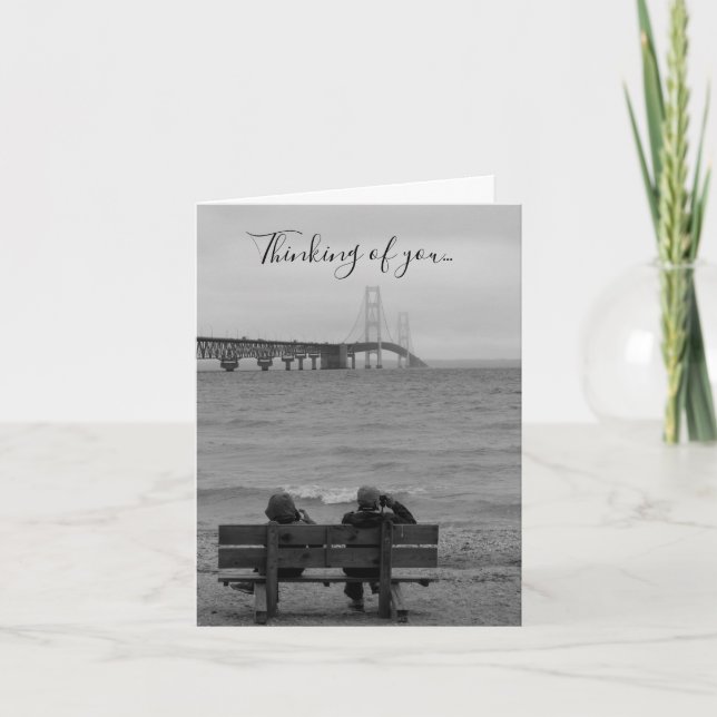 Viewing Mackinac Bridge Grayscale Thinking Card (Front)