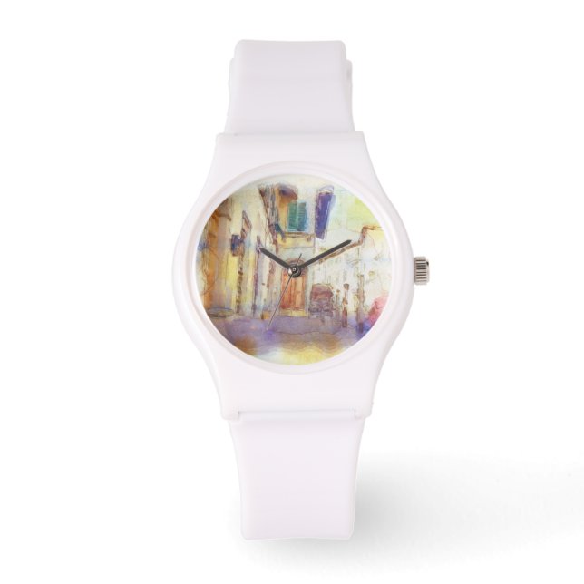 Views of Florence made in artistic watercolor Watch (Front)