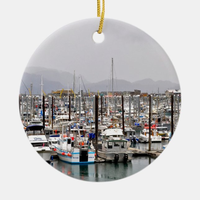 Views of Homer Alaska Ceramic Tree Decoration (Front)