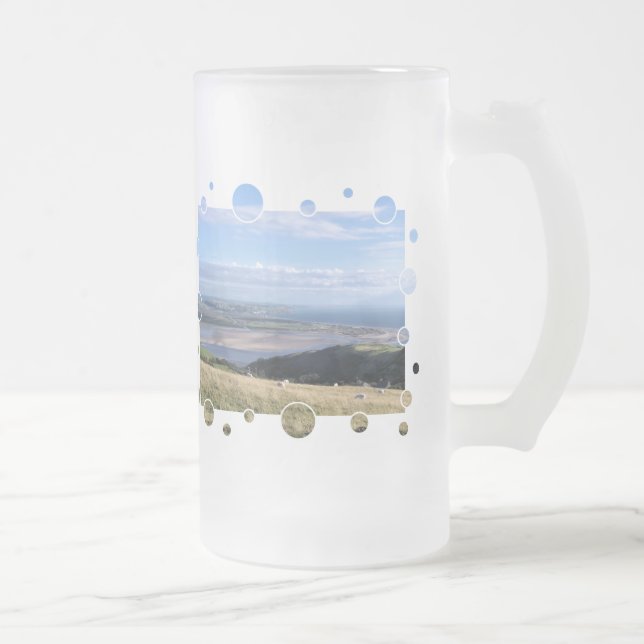 VIEWS OF WALES FROSTED GLASS BEER MUG (Right)