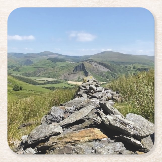 VIEWS OF WALES SQUARE PAPER COASTER (Front)