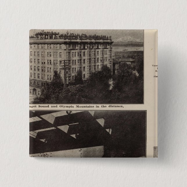 Views, Seattle 15 Cm Square Badge (Front)