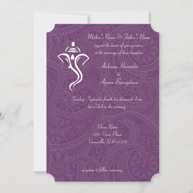 Vighneshvara Wedding Invitations (Front)