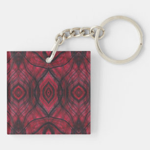Vigilance Red Abstract Watercolor Art Key Ring