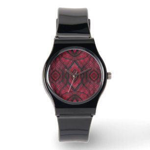 Vigilance Red Abstract Watercolor Art Watch
