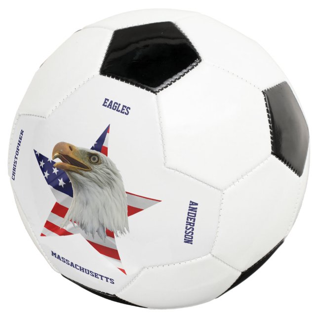 Vigilant Bald Eagle, The American Flag, Star Soccer Ball (Three Quarter)