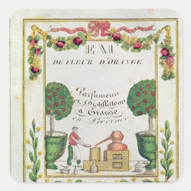 Vignette of 'Eau de Fleur d'Orange' Square Sticker (Front)