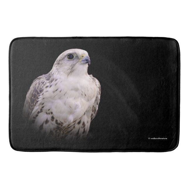 Vignetted Portrait of an Inquisitive Saker Falcon Bath Mat (Front)