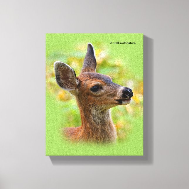 Vignetted Portrait of Smiling Blacktail Deer Fawn  Canvas Print (Front)