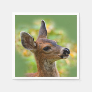 Vignetted Portrait of Smiling Blacktail Deer Fawn  Napkin