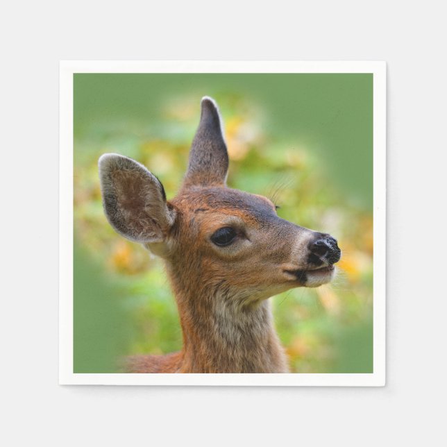 Vignetted Portrait of Smiling Blacktail Deer Fawn  Napkin (Front)
