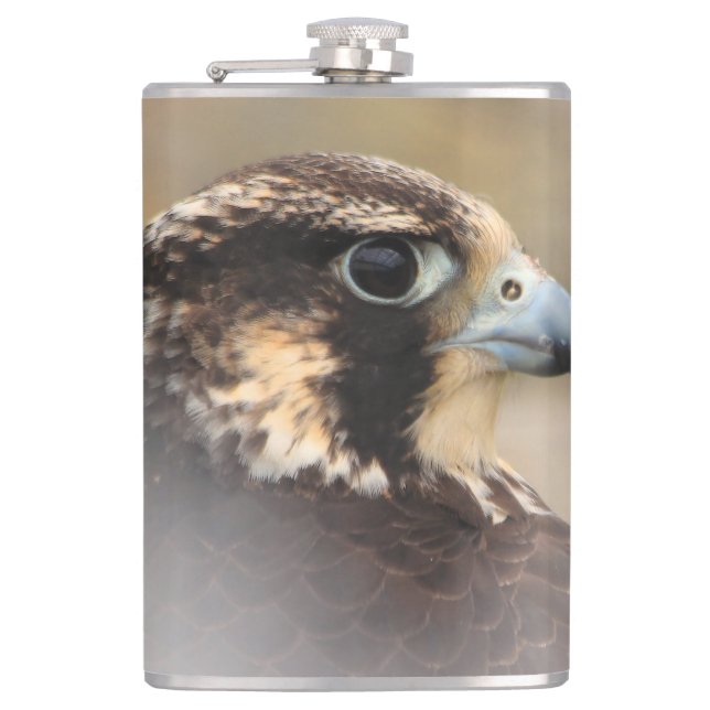 Vignetted Profile of a Peregrine Falcon Hip Flask (Front)