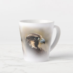 Vignetted Profile of a Peregrine Falcon Latte Mug