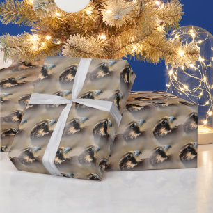 Vignetted Profile of a Peregrine Falcon Wrapping Paper