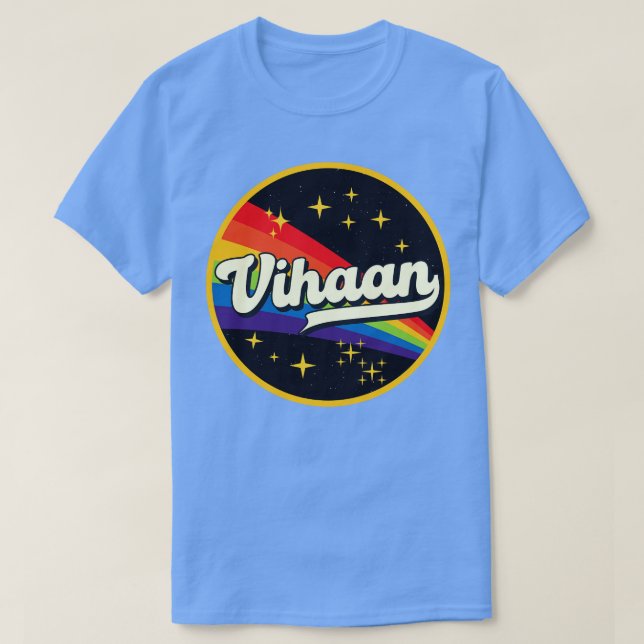 Vihaan Rainbow In Space Vintage Style T-Shirt (Design Front)