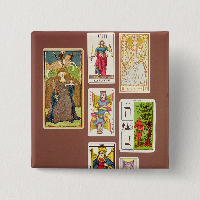 VIII Justice, seven tarot cards 15 Cm Square Badge (Front)
