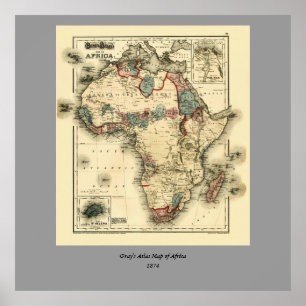 Viintage 1874 Map of Africa Antique African Print