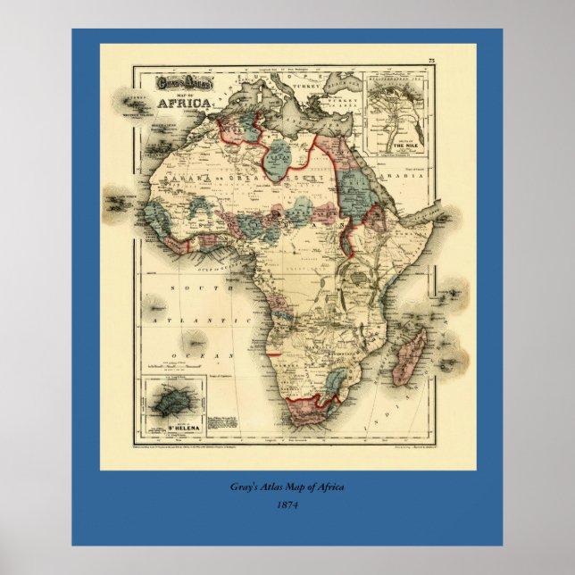 Viintage 1874 Map of Africa  Antique African Print (Front)